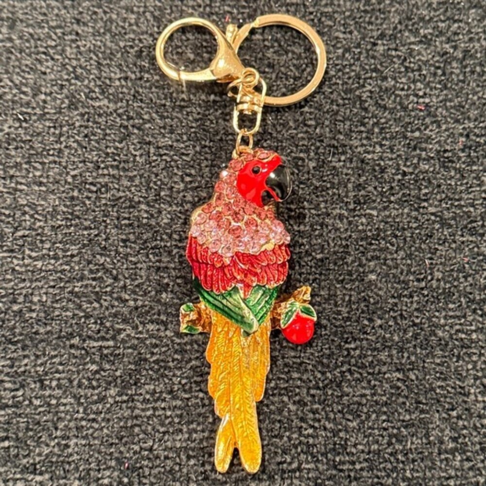 Colorful Parrot Rhinestone Keychain/Bag Charm (w/Gold Hardware)(NWT)